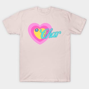 Char in Colorful Heart Illustration with Evil Eye T-Shirt